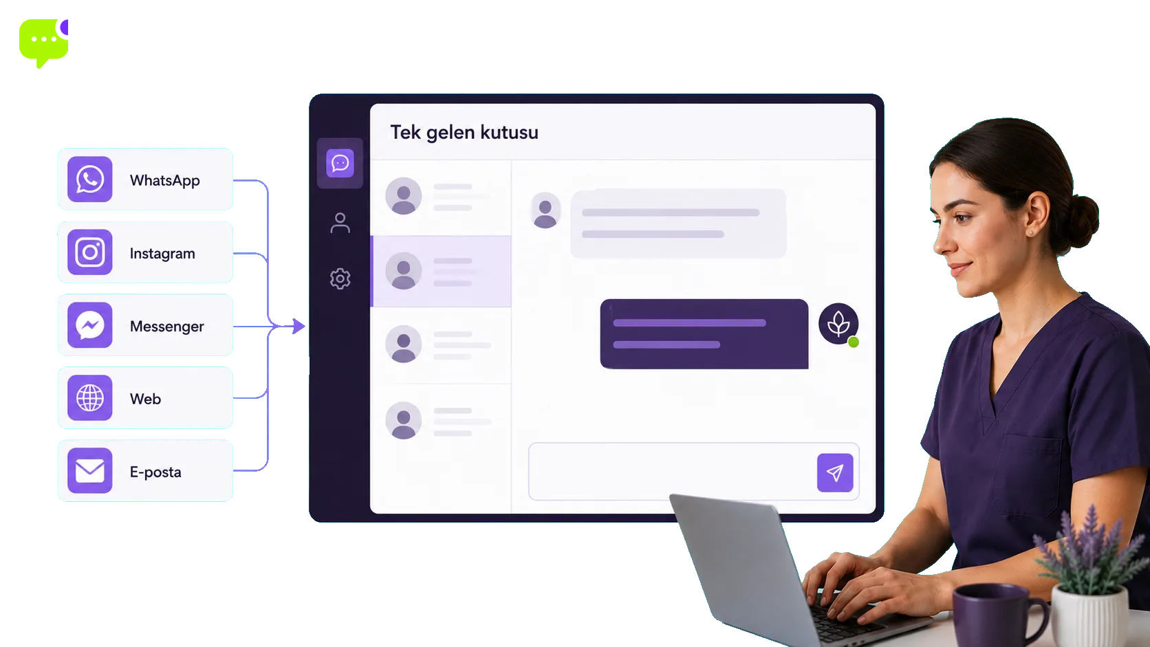 Üç kanalın tek gelen kutusunda toplanması